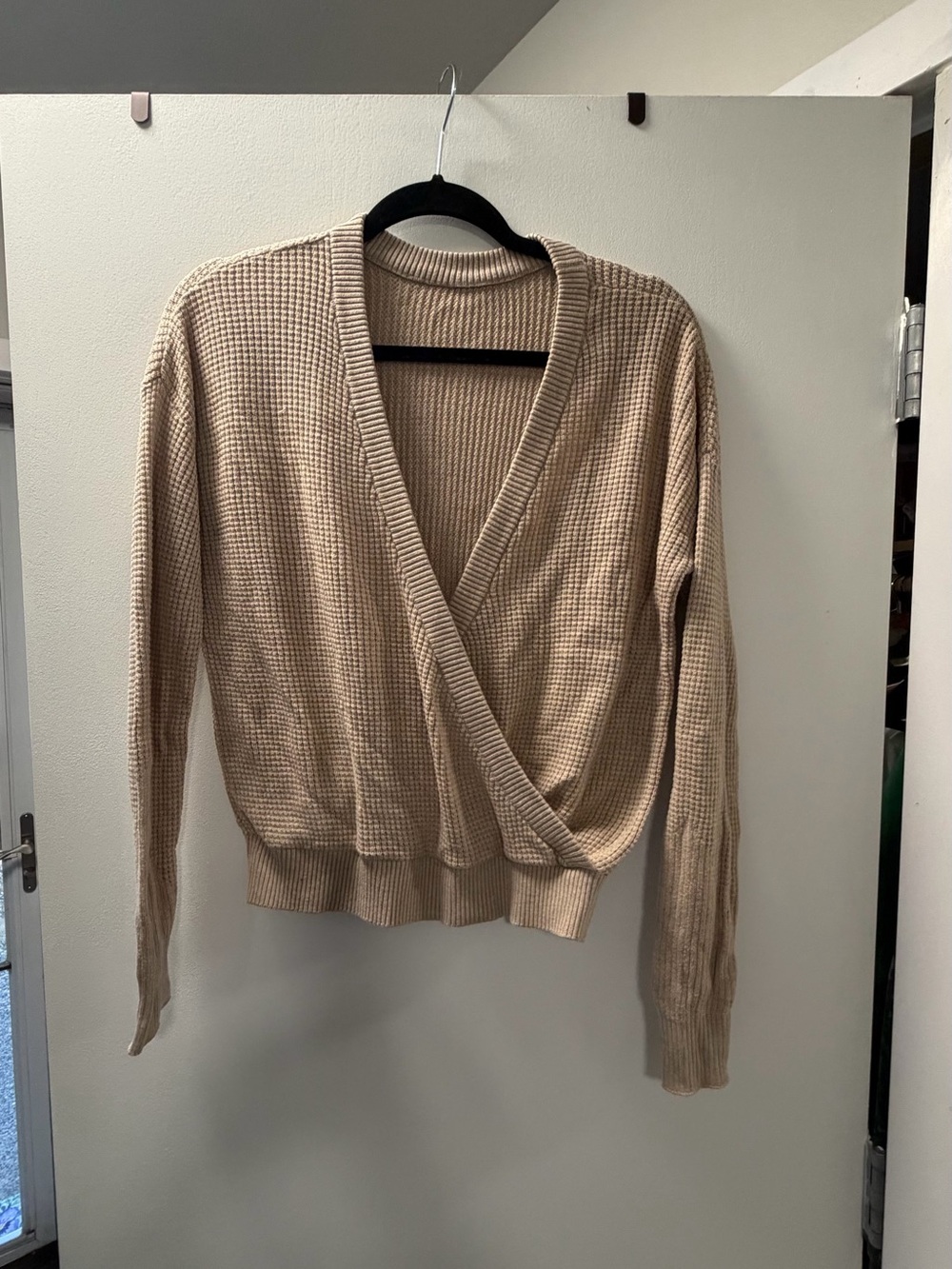 Splendid Beige Waffle Knit Wrap Cardigan
